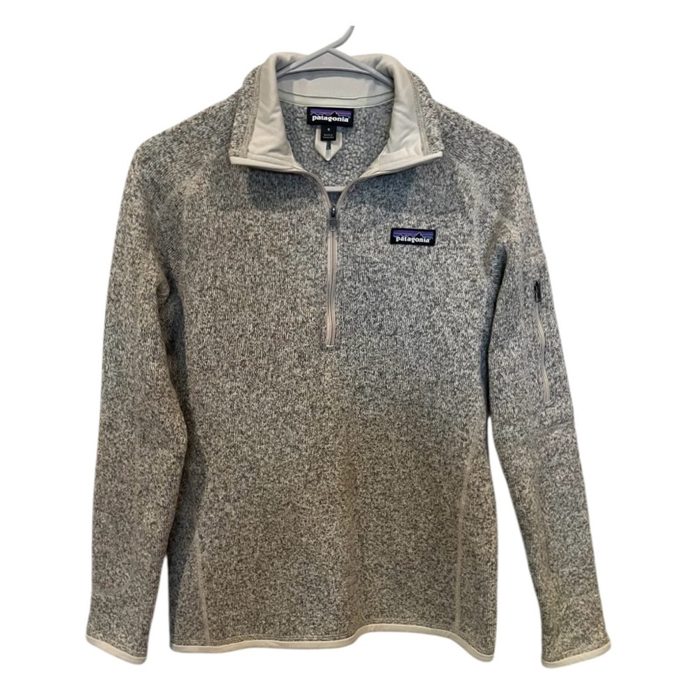 Patagonia women tan gray better sweater 1/4 zip pullover sweatshirt size small